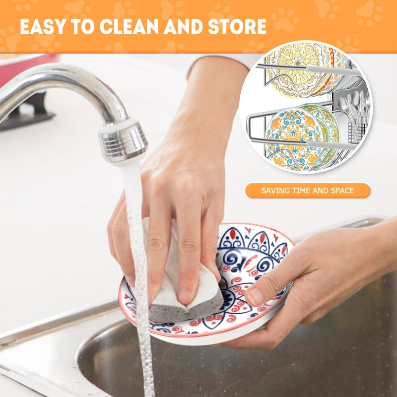 YEAHGO Cat Food Bowls for Indoor Cats Ceramic Cat Bowls Whisker Friendly Cat Dishes for Food and Water 5.5 Inches Kitten Bowls Cute Cat Feeding Bowls Set 8 Cat Wet Food Bowl Set Shallow Cat Plate - Image 5