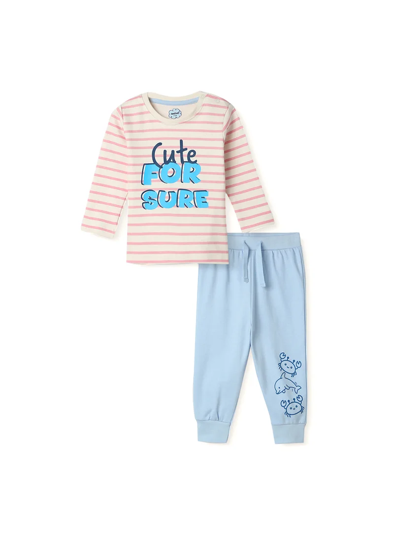 نوتيناتي Nautinati Infant Boys’ Cotton Striped and Graphic Print T-shirt and Joggers Set