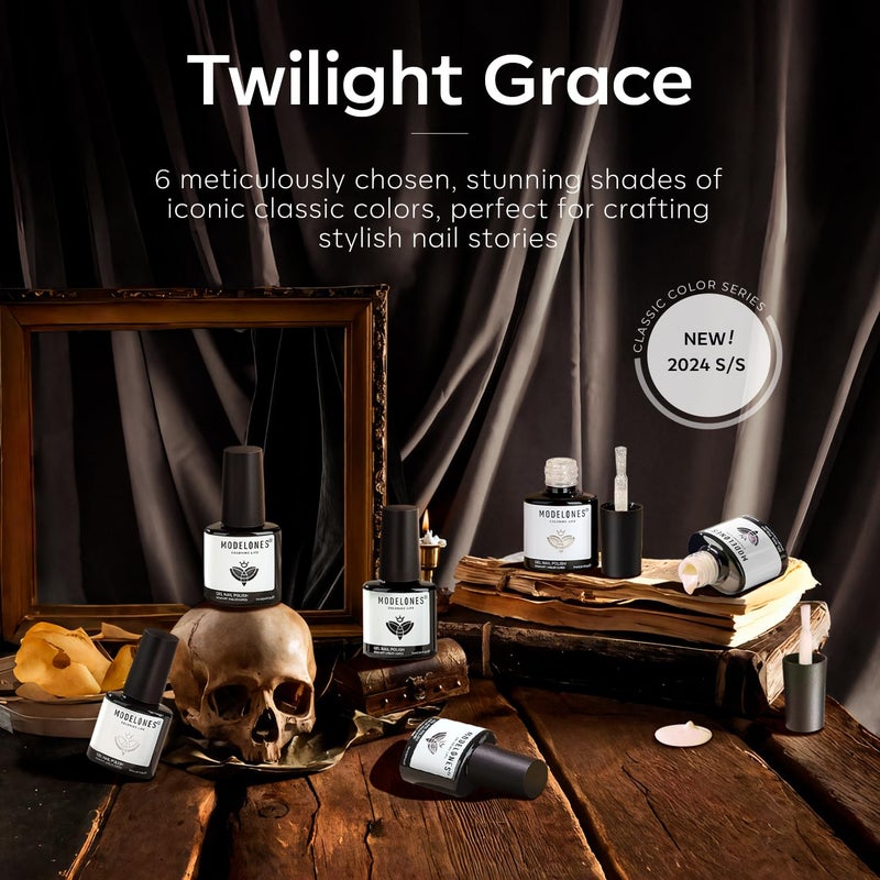 modelones White Black Gel Nail Polish Set -6 Colors Black Milky White Neutral Nude Gray Glitter Gel Polish Soak Off Nail Kit Manicure DIY at Home Nail Art Salon Gift - Image 5