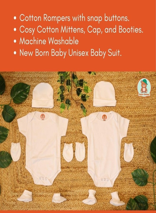 DearChamp طقم ملابس أطفال حديثي الولادة من القطن من Dearchamp®، يتضمن بدلة نوم، وقبعة، وجوارب، وقفازات / مستلزمات أساسية لحديثي الولادة (من 0 إلى 3 أشهر) - Image 3