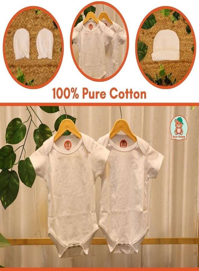 DearChamp طقم ملابس أطفال حديثي الولادة من القطن من Dearchamp®، يتضمن بدلة نوم، وقبعة، وجوارب، وقفازات / مستلزمات أساسية لحديثي الولادة (من 0 إلى 3 أشهر) - Image 4