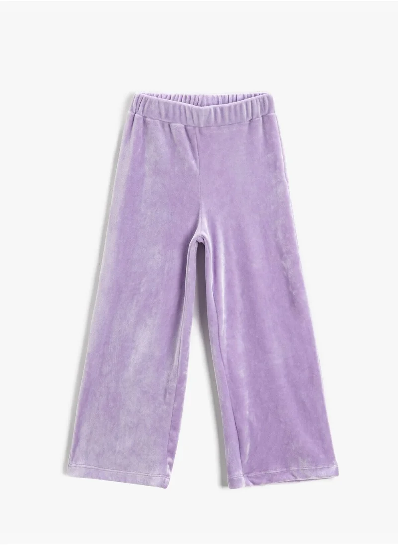 KOTON Velvet Wide Leg Sweatpants