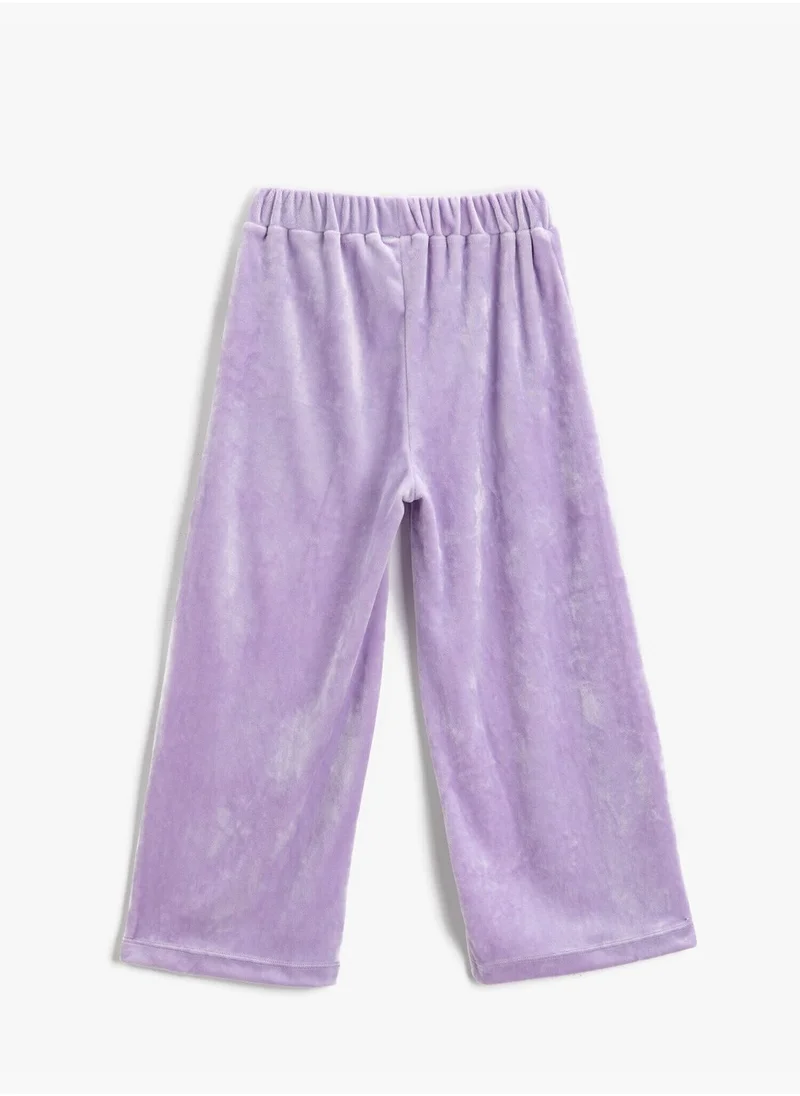 كوتون Velvet Wide Leg Sweatpants