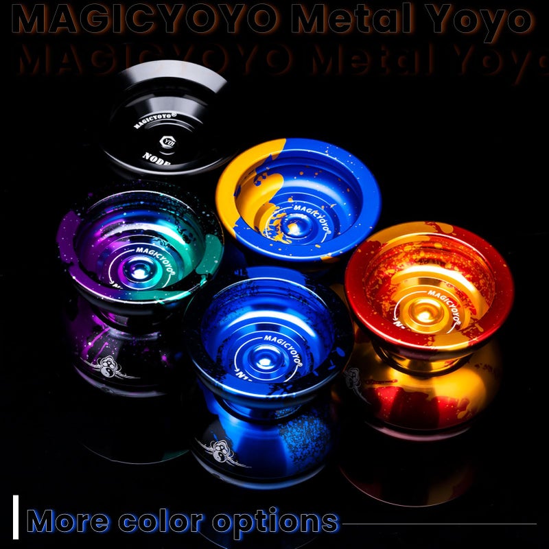 MAGICYOYO Professional Unresponsive Yoyo Y01 Node, Metal Aluminum Yo Yo for Advanced Player, Superior Stable, + 30% Sleep Time, + 5 Replacement Yo-yo Strings, Storge Bag, Glove (Black) - Image 2