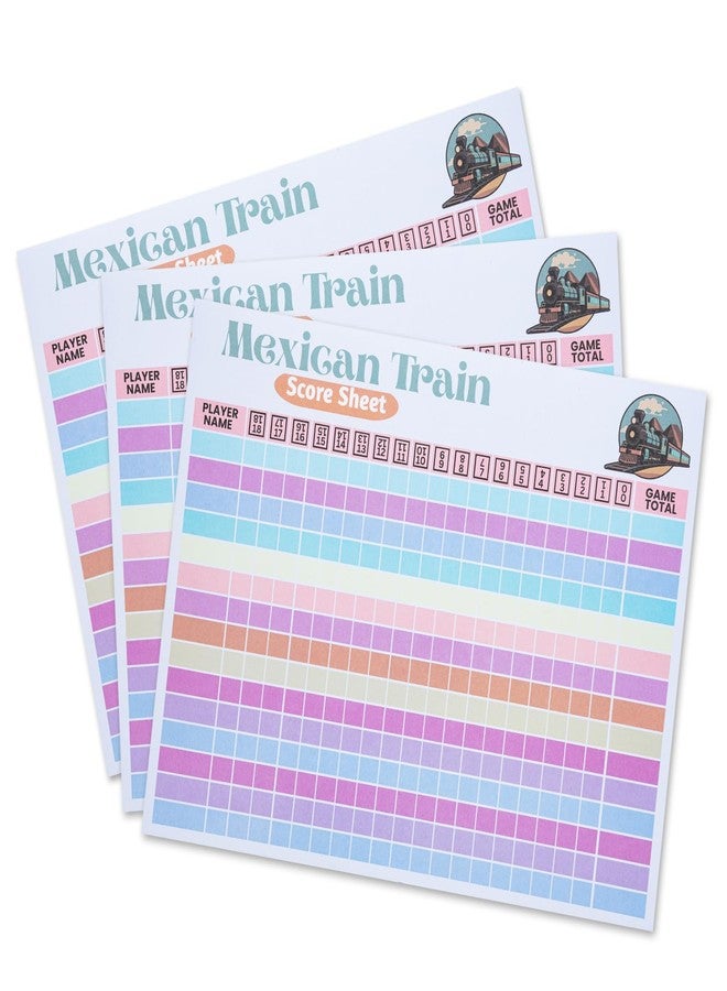 KAIU 3 Pads 150 Sheets Mexican Train Score Pads, Dominoes Score Sheets Colorful Chicken Foot for Family Game Nights, Up to 18 Rounds （ 8.5" x 11"） - Image 1