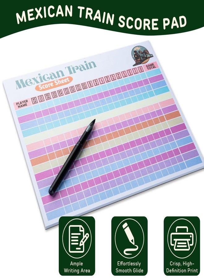 KAIU 3 Pads 150 Sheets Mexican Train Score Pads, Dominoes Score Sheets Colorful Chicken Foot for Family Game Nights, Up to 18 Rounds （ 8.5" x 11"） - Image 3