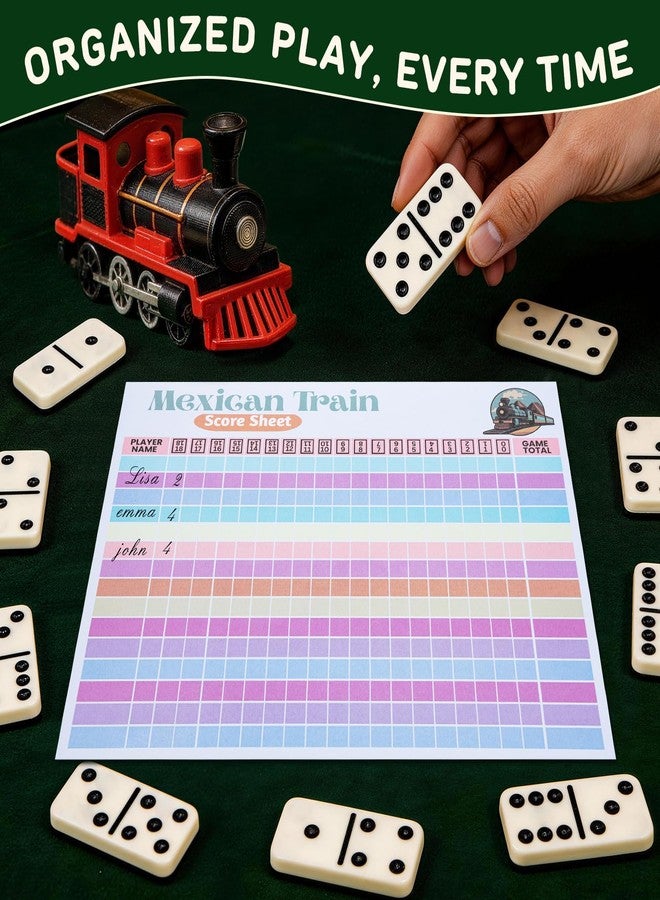 KAIU 3 Pads 150 Sheets Mexican Train Score Pads, Dominoes Score Sheets Colorful Chicken Foot for Family Game Nights, Up to 18 Rounds （ 8.5" x 11"） - Image 4