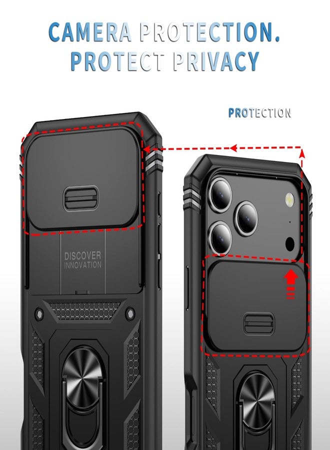 PASNEW Case for iPhone 17 Pro Max with Kickstand & Slide Camera Cover,Military Grade Heavy Duty Full Body Shockproof Hard Shell for iPhone17Promax, Black - Image 3
