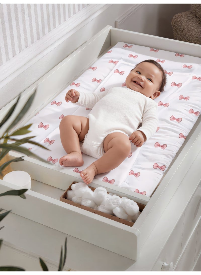 Hummingbird Premium Waterproof Baby Changing Mat – Soft Portable Diaper Changing Pad with Easy-Clean Surface for Newborn & Toddler, Pink Bow Design - Image 2