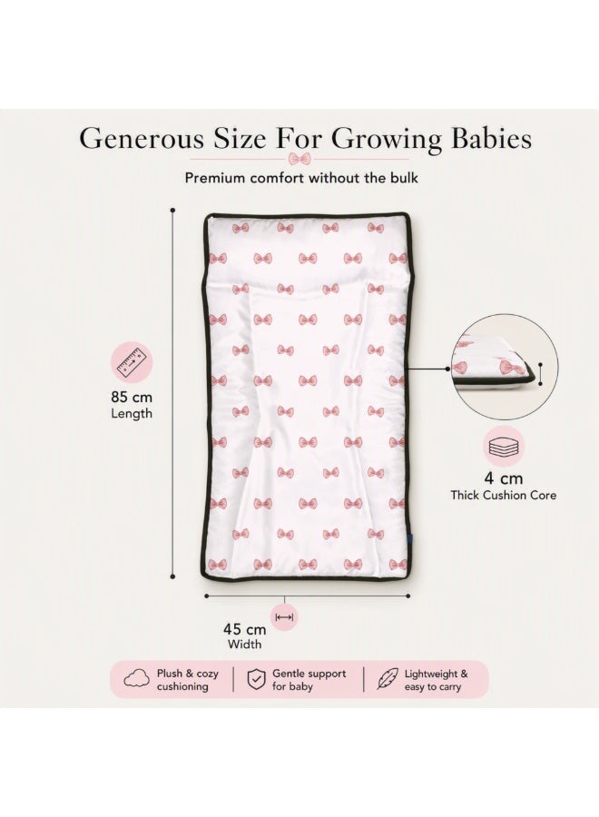 Hummingbird Premium Waterproof Baby Changing Mat – Soft Portable Diaper Changing Pad with Easy-Clean Surface for Newborn & Toddler, Pink Bow Design - Image 3