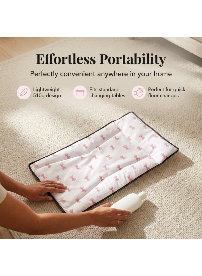 Hummingbird Premium Waterproof Baby Changing Mat – Soft Portable Diaper Changing Pad with Easy-Clean Surface for Newborn & Toddler, Pink Bow Design - Image 4