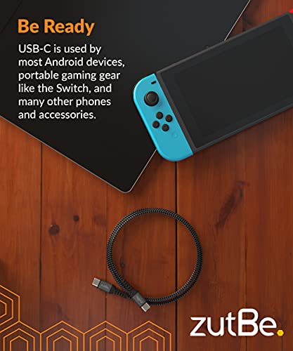 zutBe Shield USB-C to USB-C Braided Cable with Kevlar, 60W Cable with PD for iPhone 17 16 15 Pro and ProMax iPad Pro/iPad Air 4 iPad mini 6 Samsung, Google Phones and More (10ft Silver & Black) - Image 5