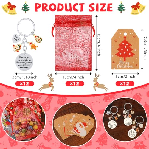 Loetere 36 Pcs Christmas Employee Appreciation Gifts for Coworker Thank You Keychains Gifts with Organza Bags Thank You Cards Snowman - Image 3
