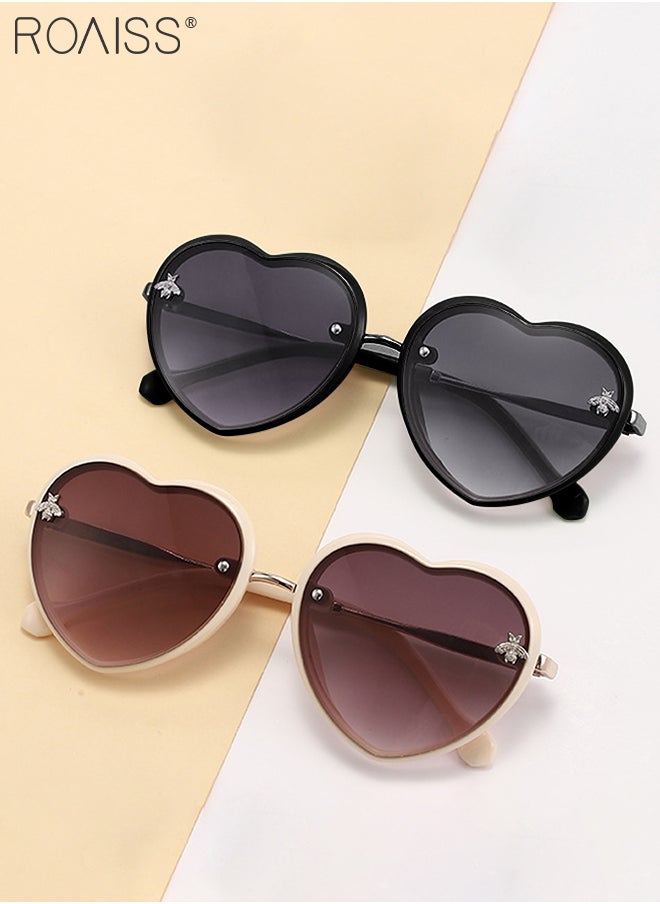 roaiss - 2 Pack Kids Unisex Fashion Casual Cute Heart Frame Solid Color Sunglasses - Image 1