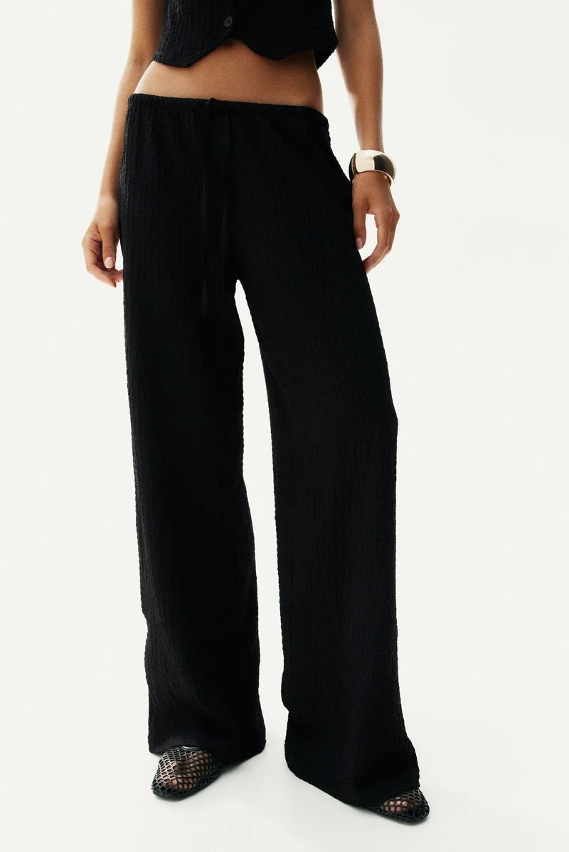 H&M Crinkled drawstring trousers