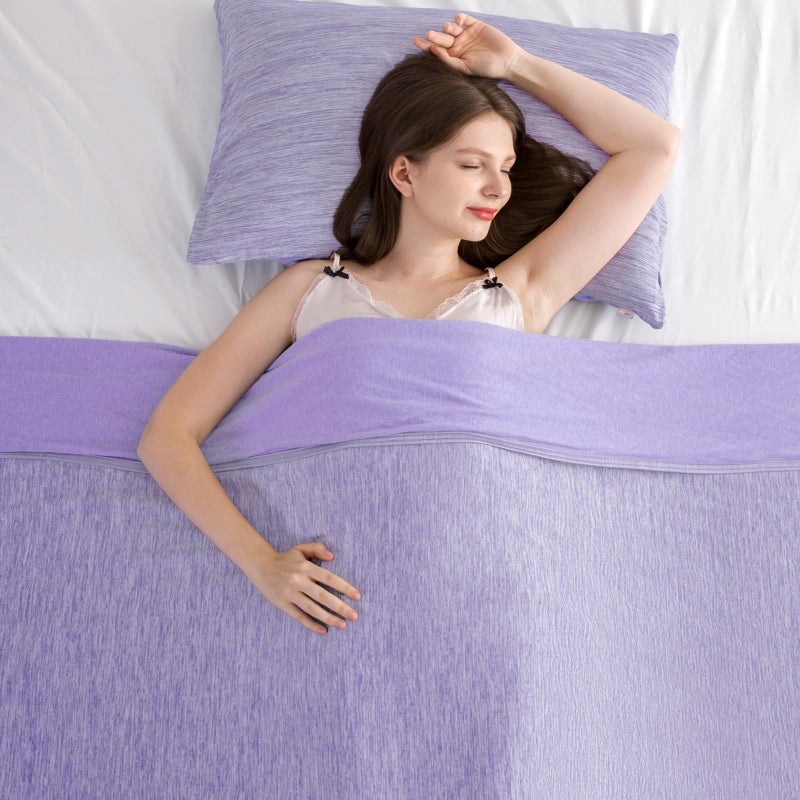 Elegear Revolutionary Cooling Blanket Throw Absorbs Heat to Keep Body Cool for Night Sweats, Arc-Chill 3.0 Cool Fiber Q-Max>0.5 for Hot Sleepers, Lightweight Summer Cold Blankets for Sleeping, Purple - Image 1
