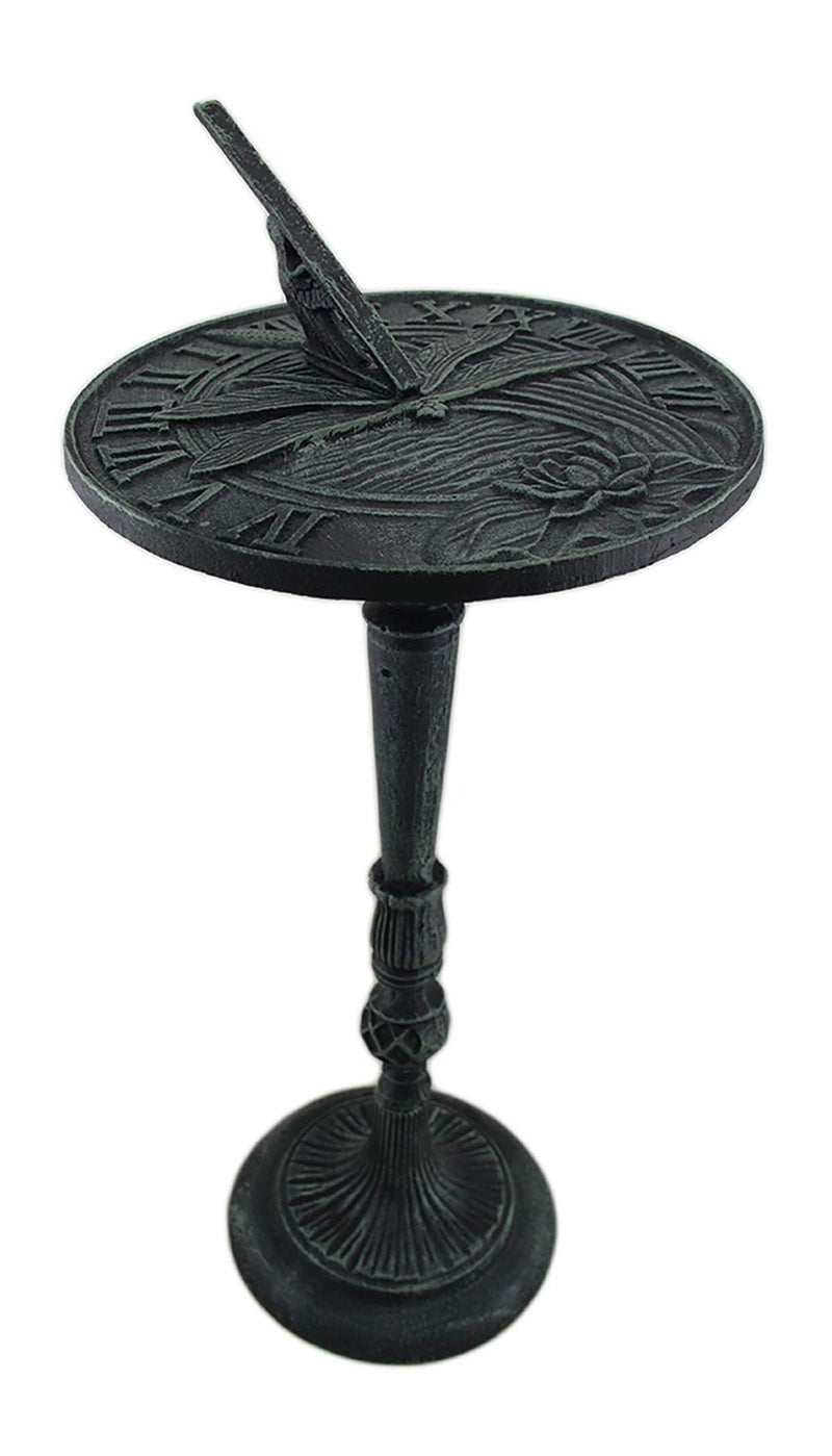 UD Verdigris Finished Cast Iron Dragonfly Sundial with Pedestal - Image 5