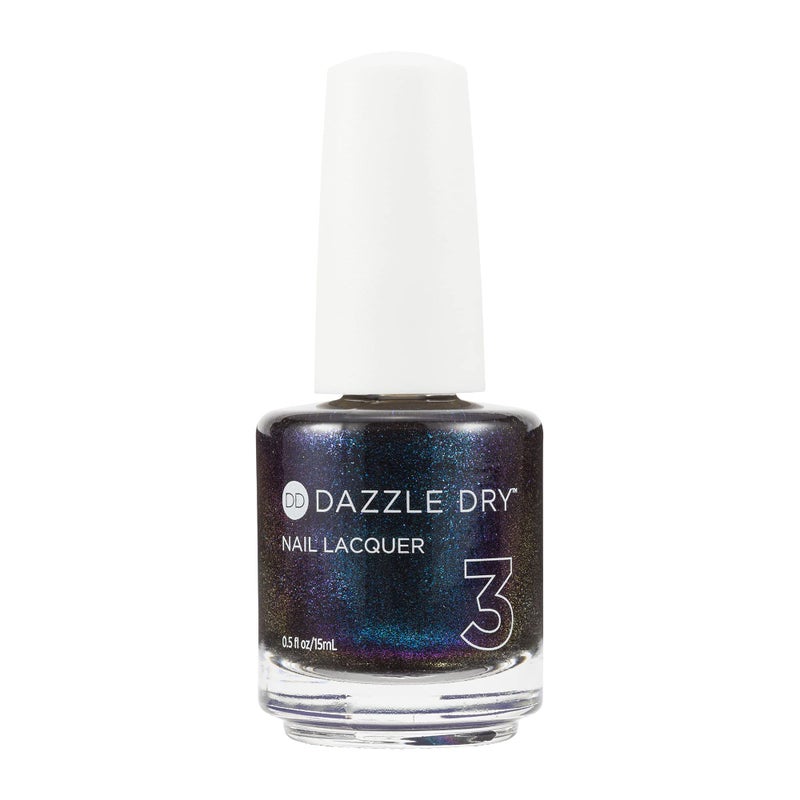 Dazzle Dry Nail Lacquer (Step 3) - Blue Blood - A full coverage galaxy-inspired shimmer that shifts blue, purple and green against a black base. (0.5 fl oz) - Image 1