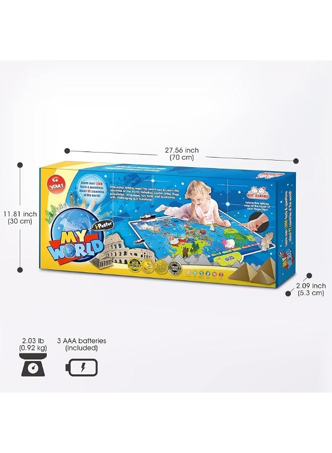 BEST LEARNING i-Poster My World Interactive Map - Educational Talking Toy for Children of Ages 5 to 12 Years Old - Geography Learning Game as a Birthday Gift for Kids Ages 8-12 - Image 4