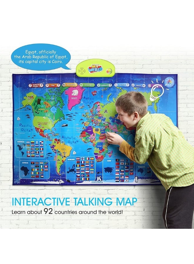 BEST LEARNING i-Poster My World Interactive Map - Educational Talking Toy for Children of Ages 5 to 12 Years Old - Geography Learning Game as a Birthday Gift for Kids Ages 8-12 - Image 3