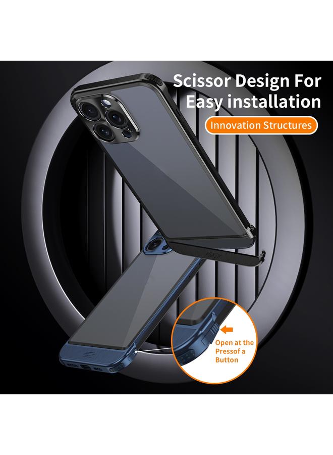 S-TOP Case For iPhone 14 Pro Max Metal Scissor Holder Translucent Aroma Phone Case - Image 3