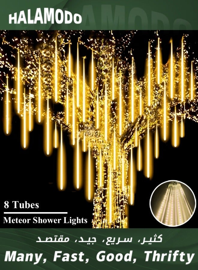 Generic Solar Meteor Shower Lights 20Inch 8Tubes Outdoor Waterproof Lights Falling Rain Drop Lights Snowfall Icicle Cascading String Lights for Holiday & Party & Wedding Decoration - Image 1