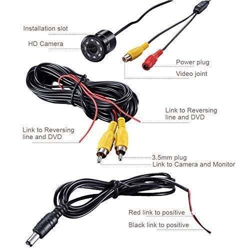 Vocado 8 Led Car Rear View Reverse Backup Parking Camera for All Cars (Metal Body) 8 LED HD Waterproof -Pack Of 1 - Image 3