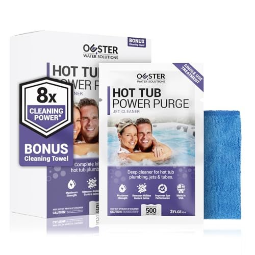 Bio Ouster Power Purge Hot Tub Jet Cleaner w/Towel - Deep Hot Tub Cleaner for Jets, Tubes, Plumbing - for Standard & Inflatable Spas - Removes Gunk Buildup for Crystal Clear Water - Made in USA (Kit) - Image 1