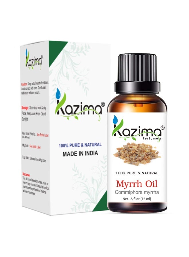 كازيما زيت المر العطري من كازيما (KAZIMA) - طبيعي ونقي 100% وغير مخفف، للعناية بالبشرة والشعر (15 مل) - Image 1