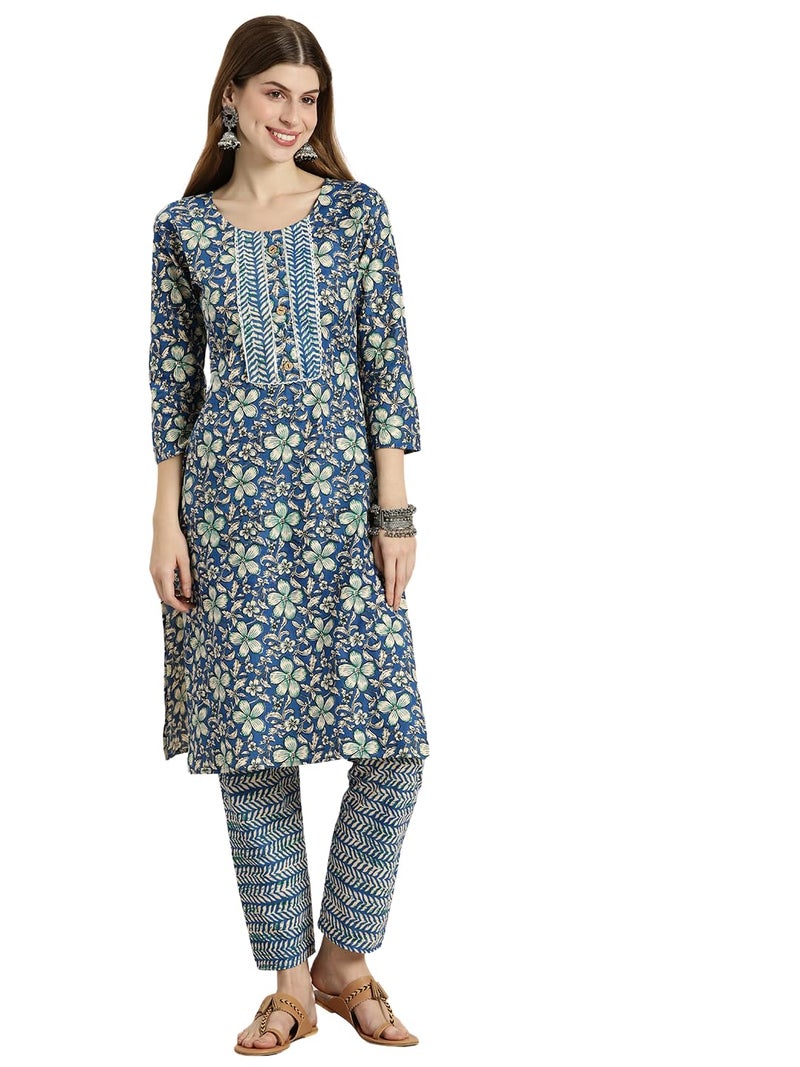 Shiv Textiles Pure Cotton Kurta Set For Women(9002-Rblue-M) - Image 5