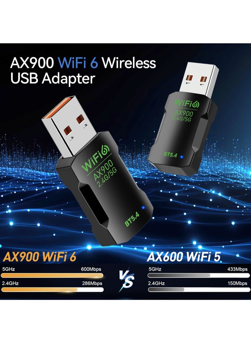 USB WiFi Bluetooth Adapter, 900Mbps Dual Band 2.4/5Ghz Wireless Network External Receiver- No Driver Needed, Mini WiFi Dongle for PC/Laptop/Desktop, Support Windows 11/10/8/7/Vista/XP