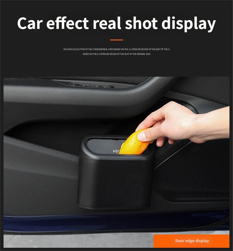 Car Trash Can with Lid, Leak-Proof Multipurpose Storage Container for Car Seat Back and Door Side, Office Dustbin, Black - Image 2