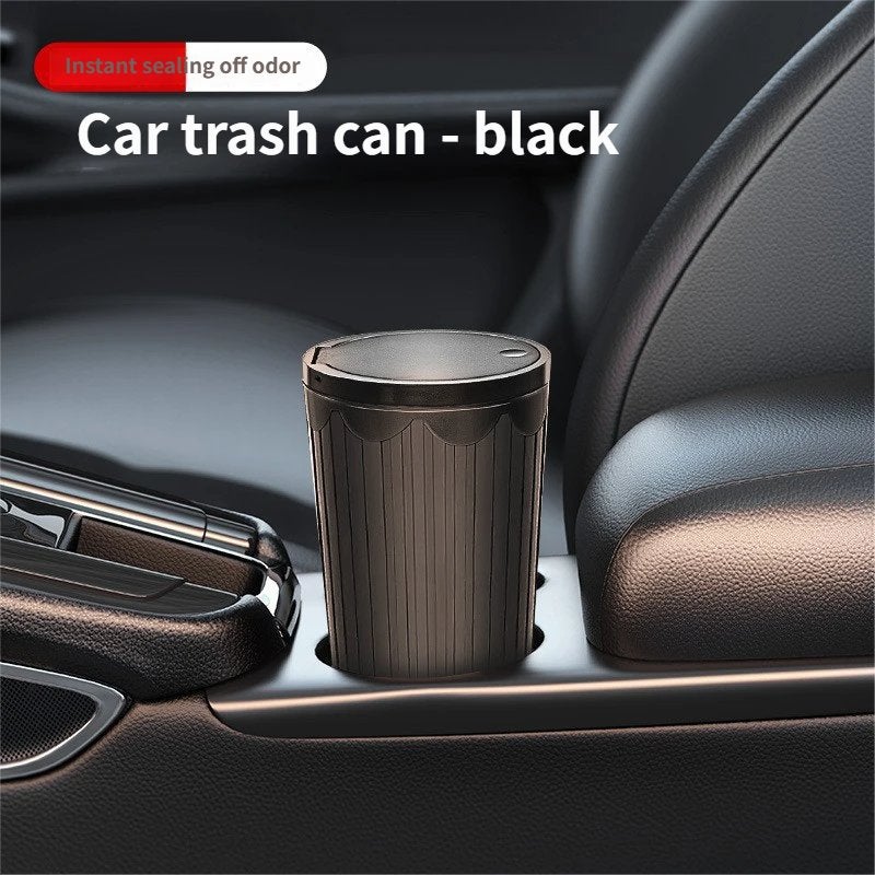 Car Trash Can with Lid, Leak-Proof Multipurpose Storage Container for Car Seat Back and Door Side, Office Dustbin, Black - Image 3