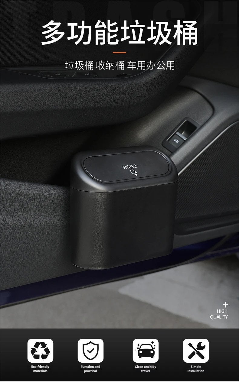 Car Trash Can with Lid, Leak-Proof Multipurpose Storage Container for Car Seat Back and Door Side, Office Dustbin, Black - Image 5
