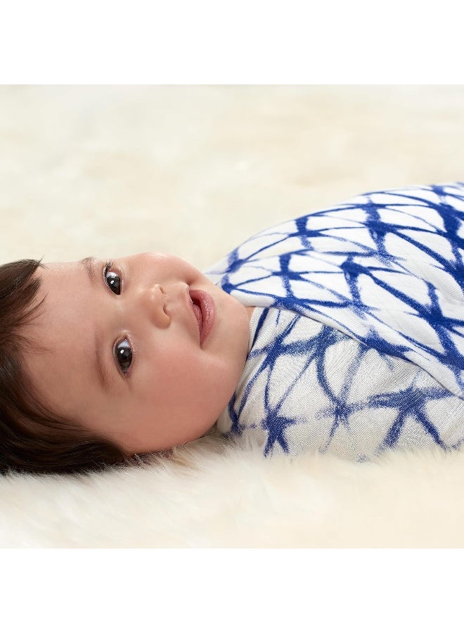 aden + anais Silky Soft Swaddle Blanket,100% Viscose from Bamboo Muslin Blankets for Girls & Boys, Baby Receiving Swaddles, Ideal Newborn & Infant Swaddling Set, 3 Pack, Indigo Shibori - Image 4