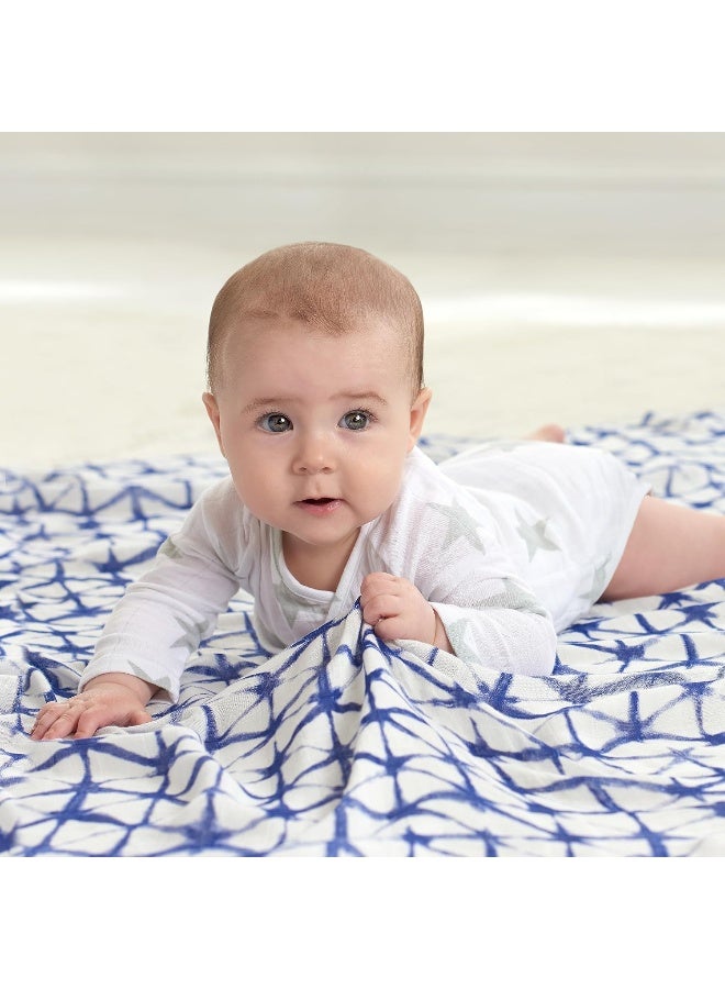 aden + anais Silky Soft Swaddle Blanket,100% Viscose from Bamboo Muslin Blankets for Girls & Boys, Baby Receiving Swaddles, Ideal Newborn & Infant Swaddling Set, 3 Pack, Indigo Shibori - Image 5