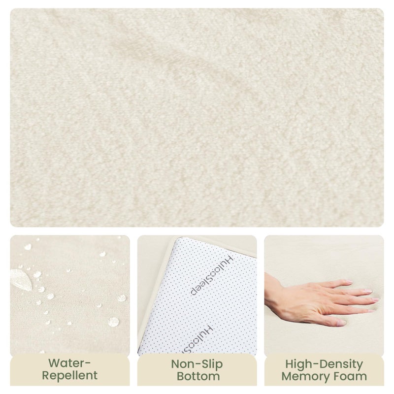 Huloo Sleep Baby Play Mat for Floor,1.3" Thick Elasti-Foam 50"Ã—50" Playpen Mat for Tummy Time,Water Repellent Soft Coral Velvet for Toddler,Infant,Kids,Non-Slip Backing Safe for Crawling(Cream) - Image 4