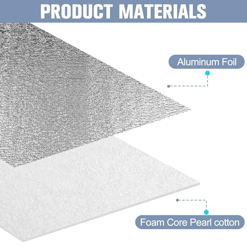 Miuwauer Reflective Insulation Roll 16in x 10Ft (3mm) Foam Core Radiant Barrier Reflective Aluminum Foil Wrap Insulation Sheet Thermal Shield for Winter RV Window Thermal Cold Insulation Summer Heat - Image 3