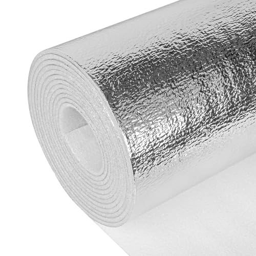 Miuwauer Reflective Insulation Roll 16in x 10Ft (3mm) Foam Core Radiant Barrier Reflective Aluminum Foil Wrap Insulation Sheet Thermal Shield for Winter RV Window Thermal Cold Insulation Summer Heat - Image 1