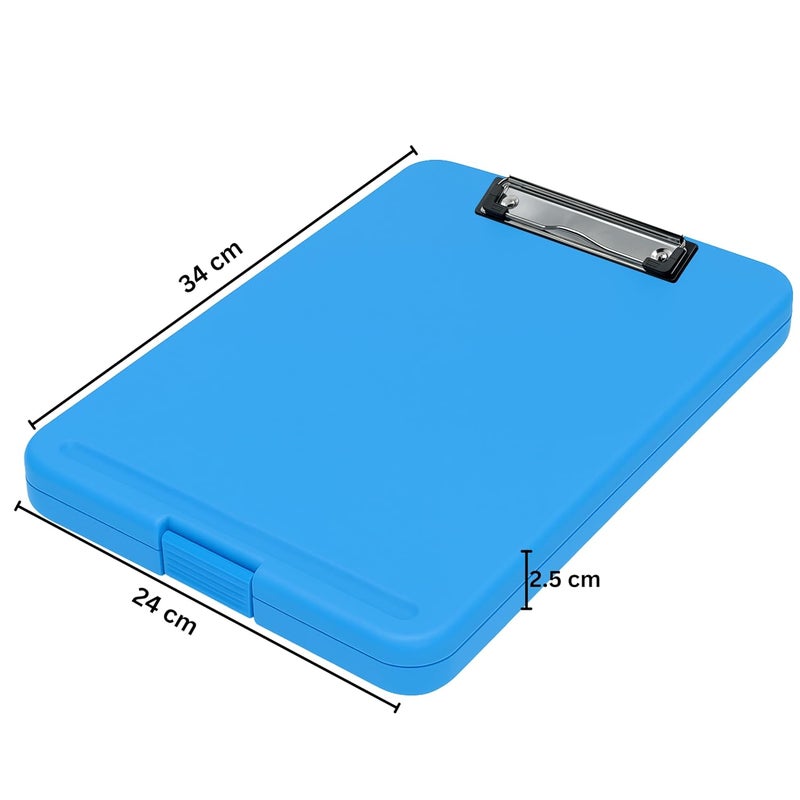 sps Exampad A4 Plastic Clipboard with Built-in Storage and Pen Holder - Ideal for School, Office, Travel - Perfect for Students and Professionals, School and Office - Blue - Image 3