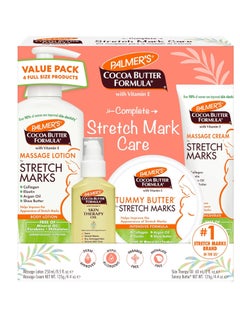 Palmer's Cocoa Butter Formula Pregnancy Skin Care Kit for Stretch Marks and Scars, Dermatologist Approved, Gift for Mom to Be, 4 Piece Full Size Set