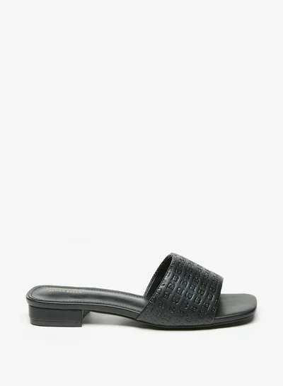 Flora Bella By Shoexpress Women's Textured Slip-On Sandals With Block Heels