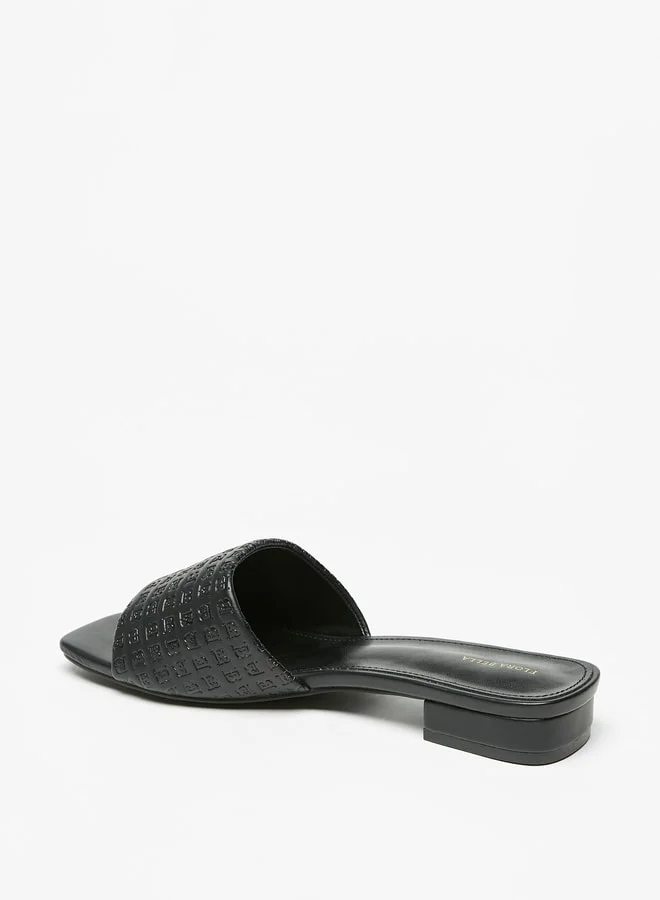 Flora Bella By Shoexpress Women's Textured Slip-On Sandals With Block Heels