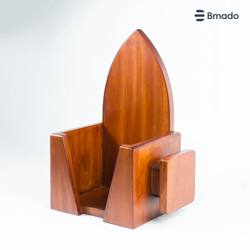Bmado Premium Multi-Purpose Polished Wooden Iron Press Holder | Durable Wooden | Wall-Mounted Iron Stand with Cable Organizer | Durable Wooden Holder for Laundry Room - Image 2