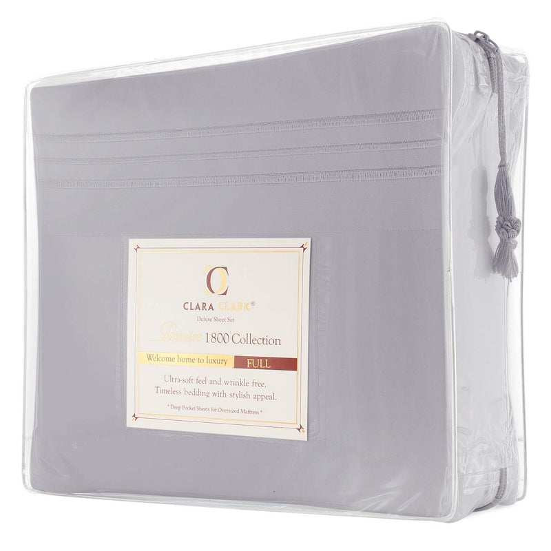 كلارا كلارك طقم شرشف مقاس كوين بتصميم سادة مكون من 4 قطع - Image 4