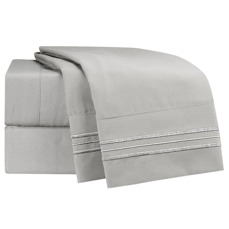 كلارا كلارك طقم شرشف مقاس كوين بتصميم سادة مكون من 4 قطع - Image 2