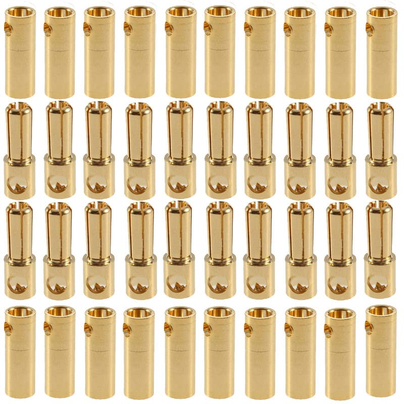 LINSYRC 20 Pairs GoldPlated 5MM 50MM Banana Plug Bullet Male and Female Connector Adapter for RC Lipo Battery ESC Motors 50MM - Image 1