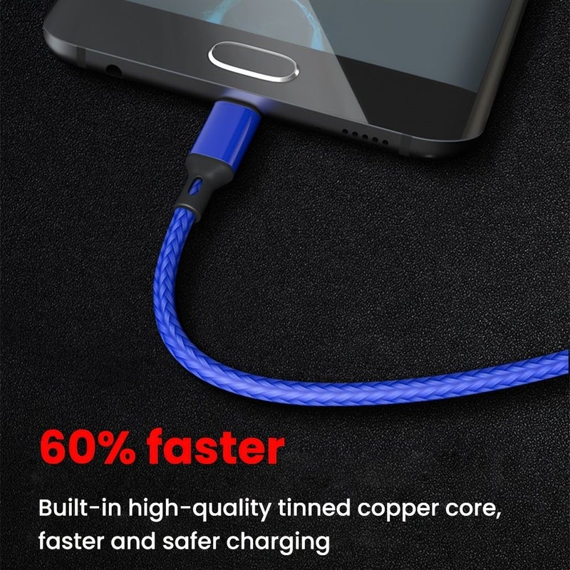 Blue 66W 9.84 Inch Short USB Type C Cable 3A Fast Charging Data Cable For Mobile Phone Power Bank - Image 3