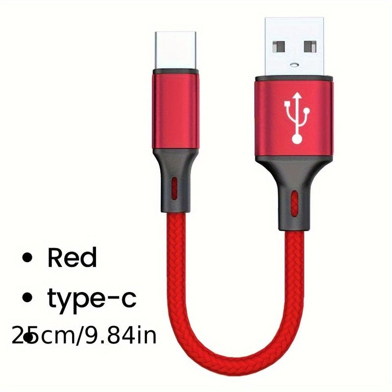 Blue 66W 9.84 Inch Short USB Type C Cable 3A Fast Charging Data Cable For Mobile Phone Power Bank - Image 2