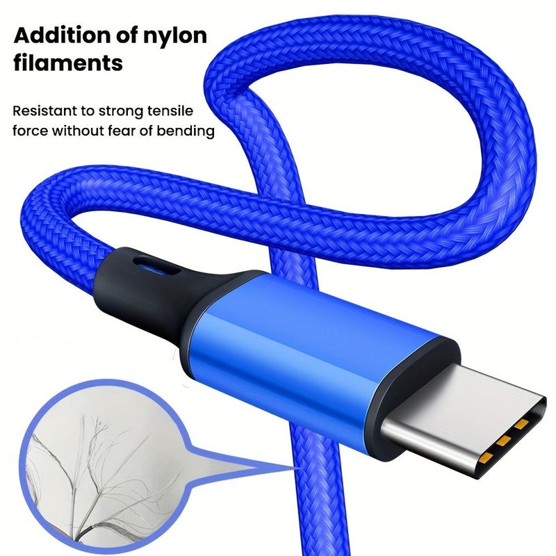 Blue 66W 9.84 Inch Short USB Type C Cable 3A Fast Charging Data Cable For Mobile Phone Power Bank - Image 5